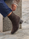 Wander Brown Faux Suede Heeled Ankle Boots