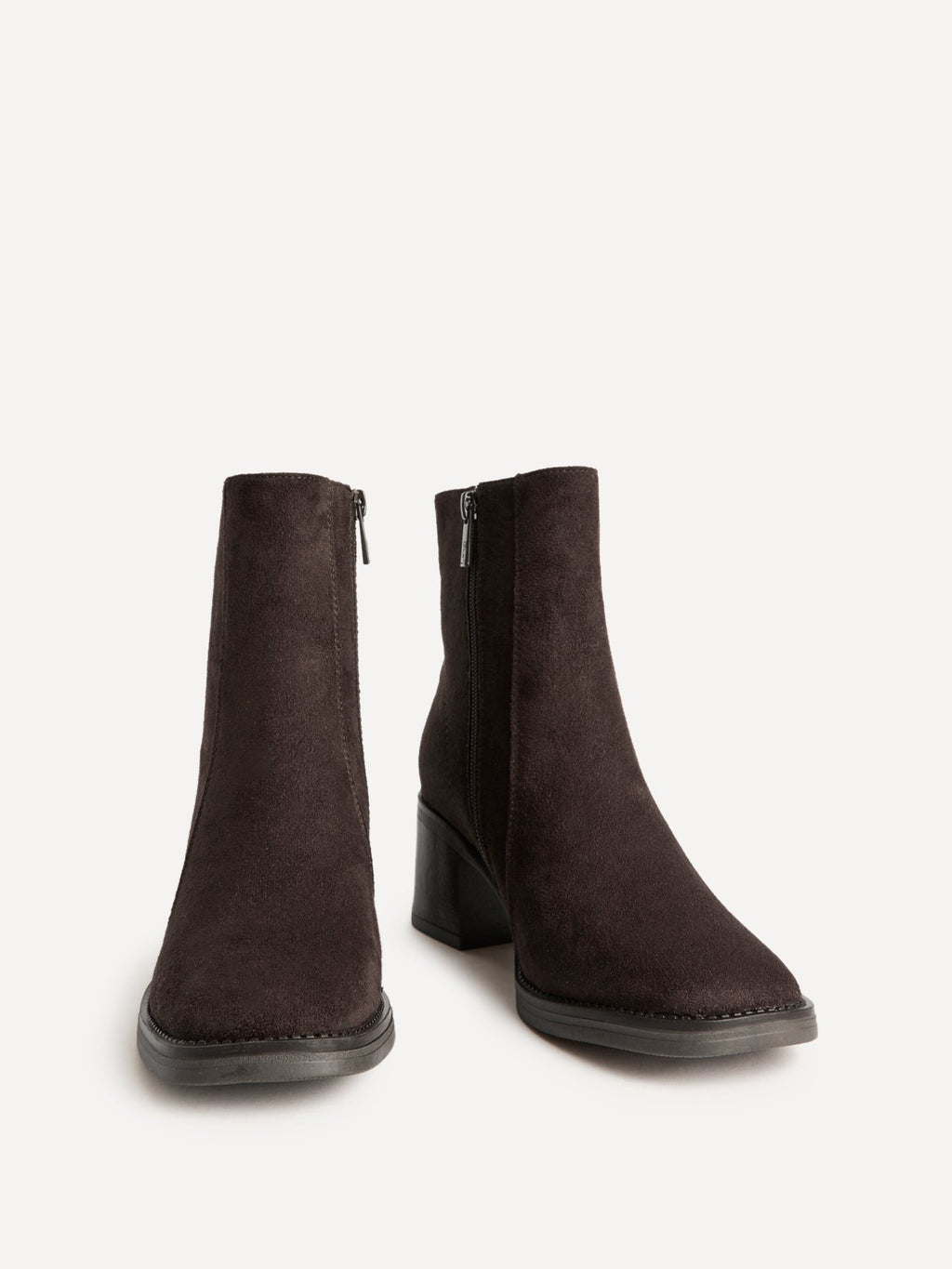 Wander Brown Faux Suede Heeled Ankle Boots