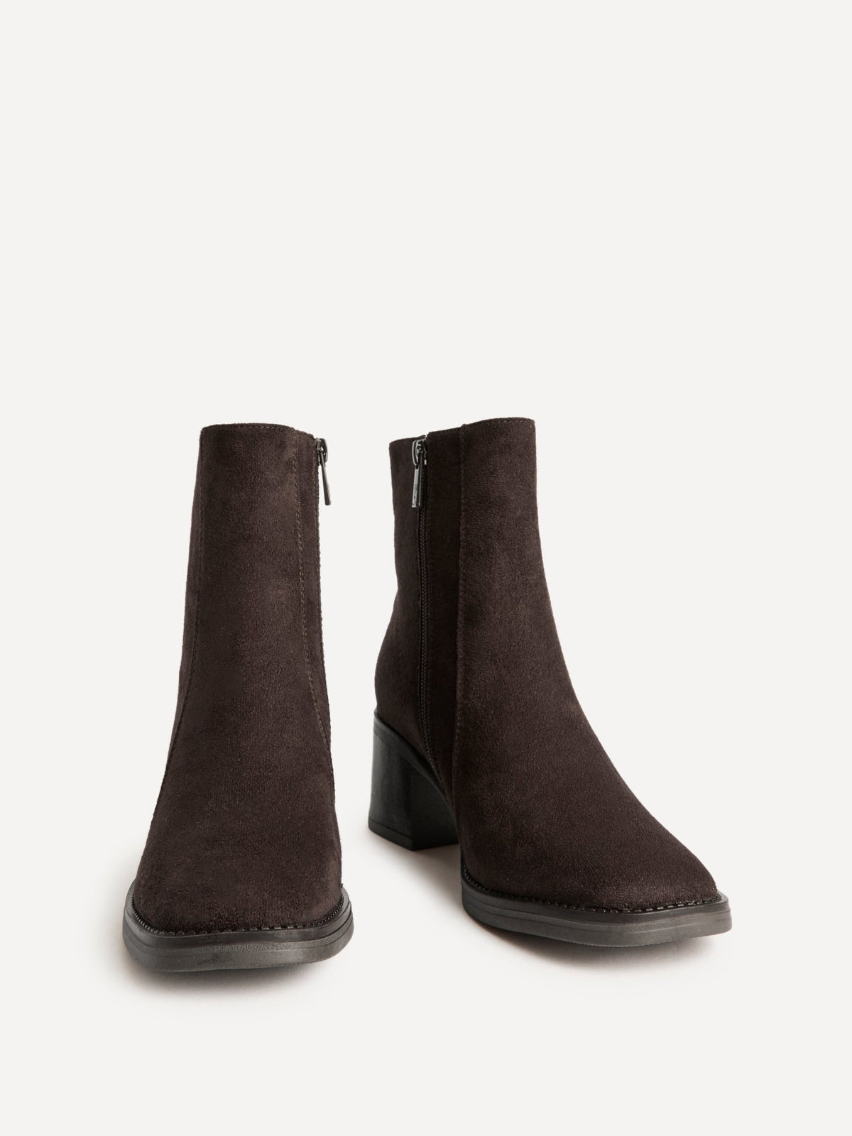 Wander Brown Faux Suede Heeled Ankle Boots