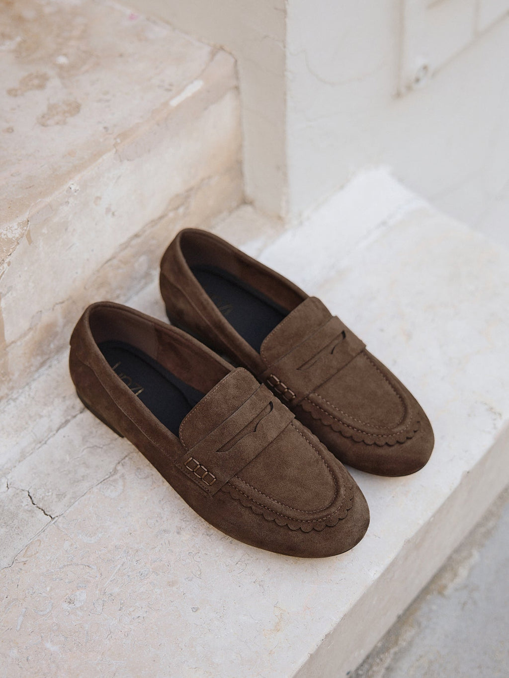 Wren Wide Fit Brown Suede Leather Penny Style Loafers