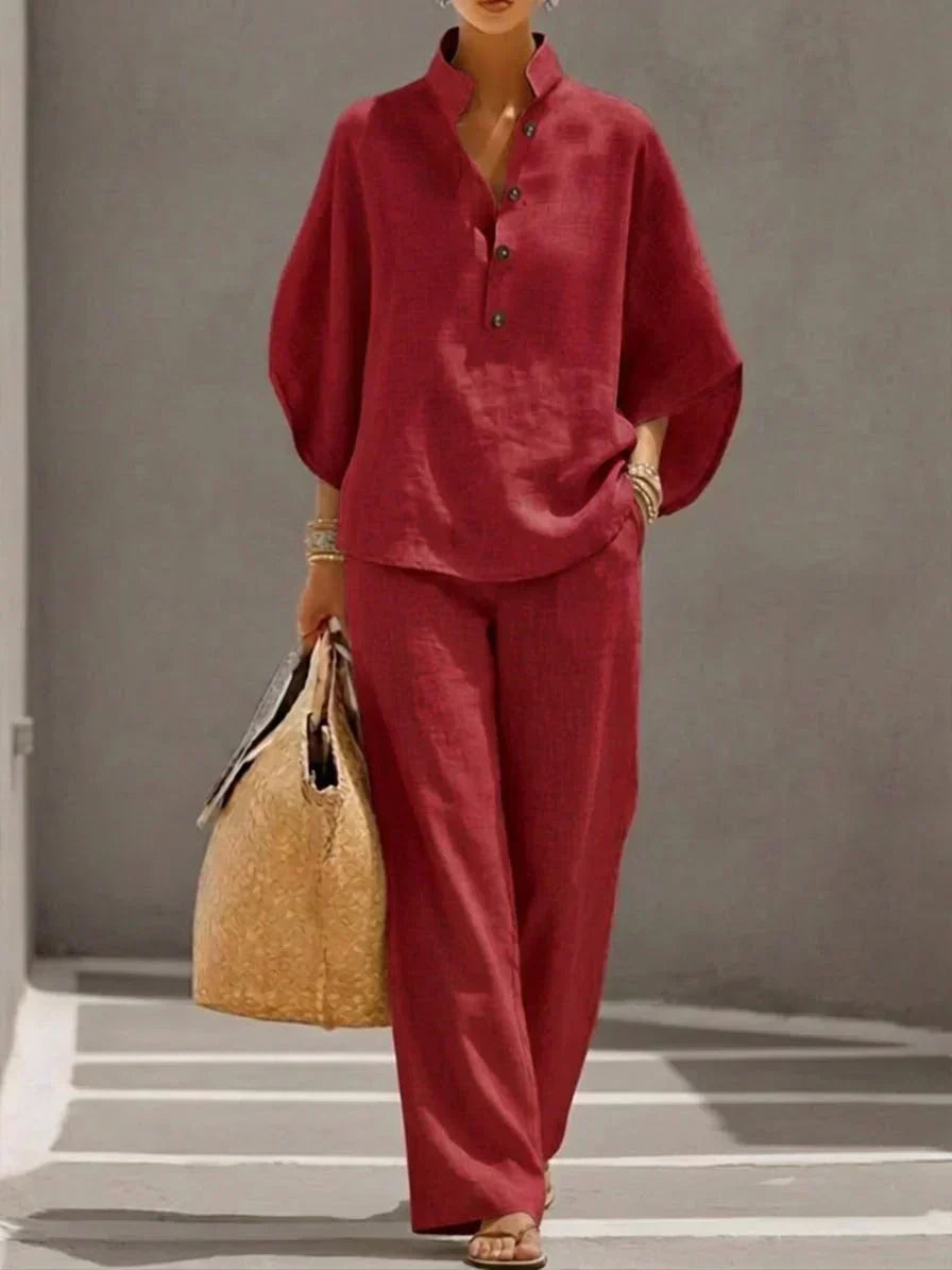 Mara™ | Two-Piece Set with Batwing Sleeves and Wide Pants