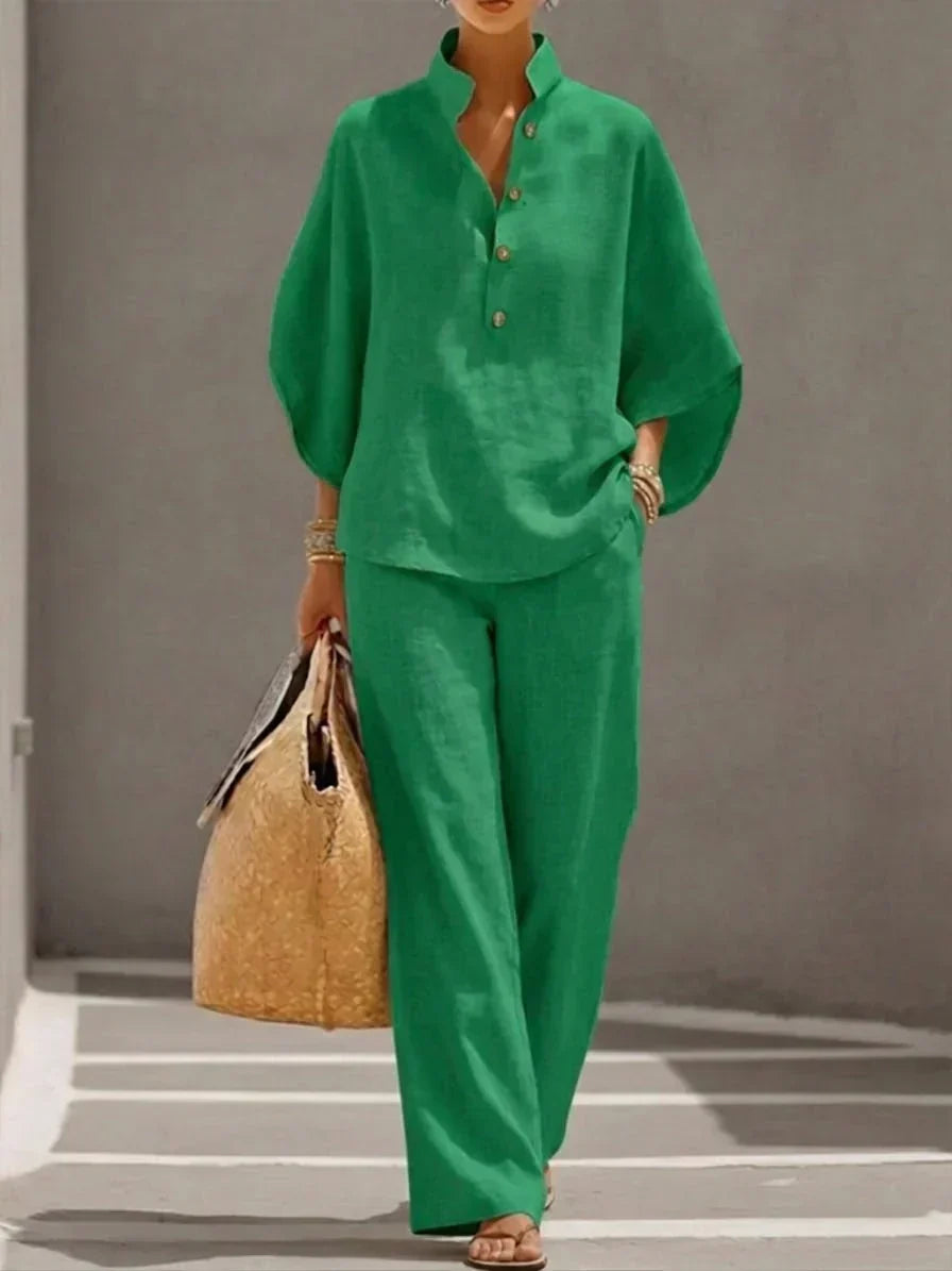 Mara™ | Two-Piece Set with Batwing Sleeves and Wide Pants